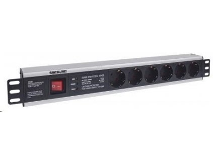 Intellinet 19" 1.5U Rackmount 6-Way Power Strip - German Type, rozvodný panel, 6x DE zásuvka, 3m kabel,přepěťová ochrana