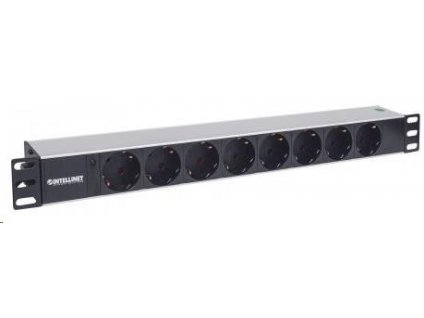 Intellinet 19" 1.5U Rackmount 8-Way Power Strip - German Type, rozvodný panel, 8x DE zásuvka, 1.6m kabel