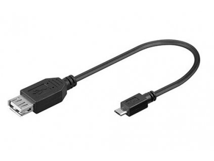 Kabel USB A (F)-microUSB B(M), 5pinů, 20cm, černý