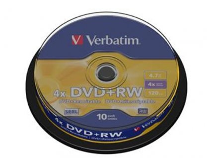 Médium Verbatim DVD+RW 4,7GB 4x spindl 10pck/BAL