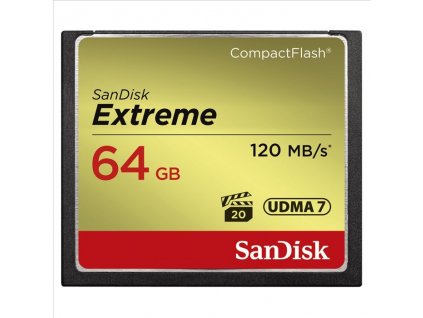 Paměťová karta Sandisk Extreme CF 64 GB 120 MB/s zápis 85 MB/s UDMA7