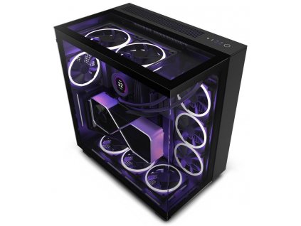 NZXT skříň H9 Elite dvoukomorová ATX / 3xRGB 120 mm / 1x 120mm fan / prosklená / RGB&fan controler / černá