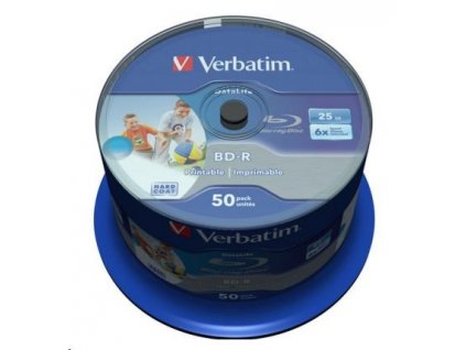 VERBATIM BD-R SL Datalife HTL (50-pack)Blu-Ray/Spindle/6x/25GB Wide Printable