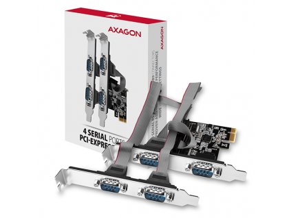 AXAGON PCEA-S4N, PCIe řadič - 4x sériový port (RS232) 250 kbps, vč. LP