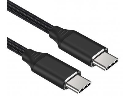 Kabel USB-C M/M , 240W 480Mbps černý bavlněný oplet, 0,5m