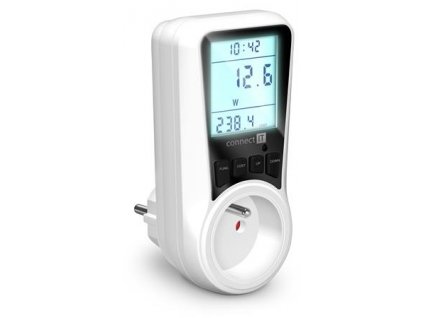 CONNECT IT PowerMeter Pro měřič spotřeby el. energie, podsvícený LED display, dětská pojistka