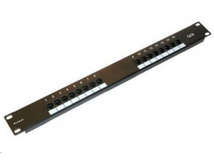 19" Patch panel XtendLan 16port, UTP, Cat5E, 30µm, duální svorkovnice, černý