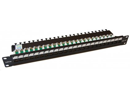 19" Patch panel LEXI-Net EXCLUSIVE 24port, UTP, 50µm, Cat5E, duální svorkovnice, černý