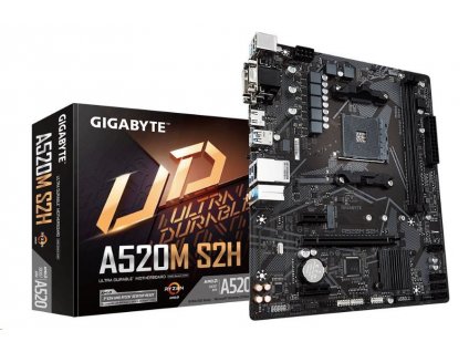 GIGABYTE MB Sc AM4 A520M S2H, AMD A520, 2xDDR4, 1xHDMI, 1xDVI, 1xVGA, mATX