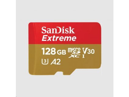 SanDisk micro SDXC karta 128GB Extreme (190 MB/s Class 10, UHS-I U3 V30) + adaptér