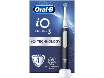 Oral-B iO Series 3 Matt Black elektrický zubní kartáček, magnetický, 3 režimy, tlakový senzor