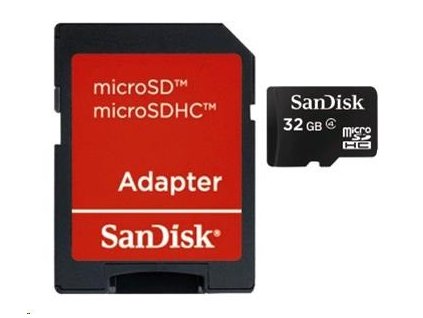 SanDisk MicroSDHC karta 32GB (Class 4) + adaptér