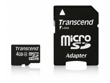 TRANSCEND MicroSDHC karta 4GB Class 4 + adaptér