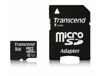 TRANSCEND MicroSDHC karta 8GB Premium, Class 10 UHS-I 300x + adaptér