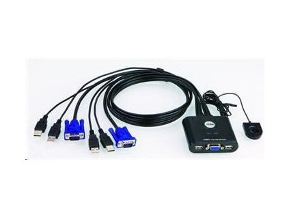 ATEN 2-port KVM USB mini, 1m kabely, DO