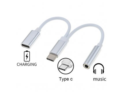 PremiumCord Převodník USB-C na audio konektor jack 3,5mm female + USB typ C konektor pro nabíjení