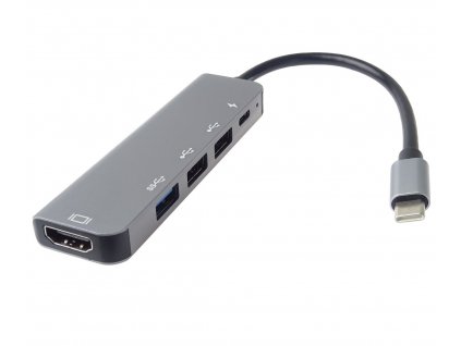 Adaptér USB-C na HDMI + USB3.0 + 2x USB2.0 + PD (power delivery)