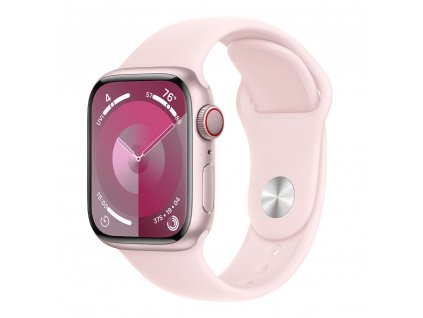 Apple Watch Series 9 GPS + Cellular 45mm Pink Aluminium Case with Light Pink Sport Band - S/M