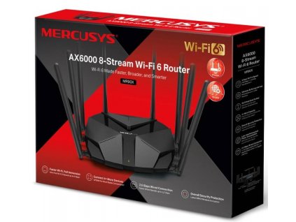 MERCUSYS MR90X - AX6000 WiFi 6 router dual AP/WiFi router, 3x GLAN, 1x GWAN/ 574Mbps 2,4/ 2402Mbps 5GHz