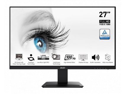 MSI monitor PRO MP273A, 27" IPS/1920 x 1080 (FHD)/100Hz/1ms/DP/HDMI/D-Sub/černá