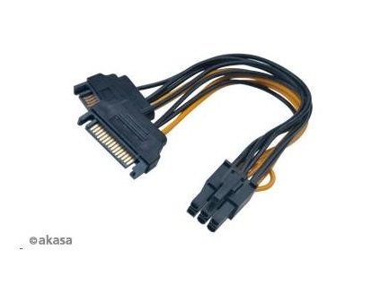 AKASA kabel 2xSATA na 6pin PCIE adaptér, 15cm