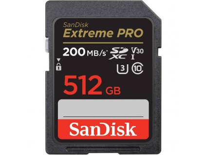 SanDisk Extreme PRO/SDXC/512GB/200MBps/UHS-I U3 / Class 10/Černá