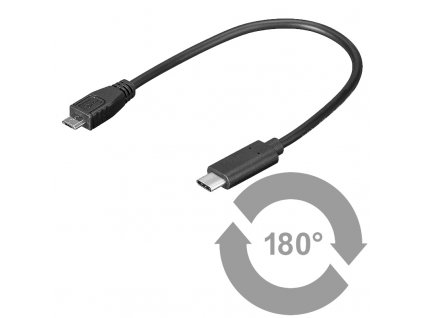 Kabel USB 3.1 konektor C/male - USB 2.0 konektor Micro-B/male ,0,2m