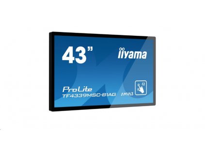Dotykový monitor IIYAMA ProLite TF4339MSC-B1AG, 43" capacitive, FullHD, 8ms, 12TP, 400cd/m2, VGA/HDMI/DP, IP54, černý
