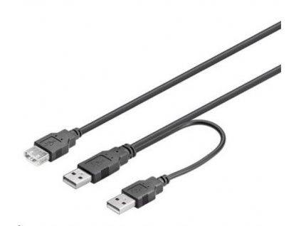 PREMIUMCORD Kabel USB 2.0 napájecí Y kabel A/M + A/M -- A/F 0.4m + 0.5m