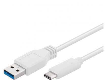 PremiumCord USB-C/male - USB 3.0 A/Male, bílý, 2m