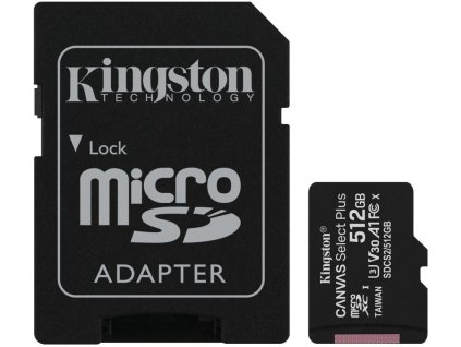 Paměťová karta Kingston Canvas Select Plus A1 512GB microSDXC, Class 10, 100W/85R s adaptérem