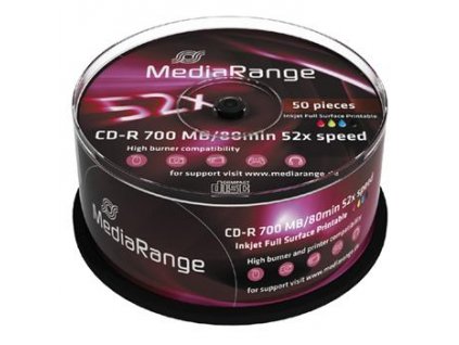 MEDIARANGE CD-R 700MB 52x spindl 50ks Inkjet Printable