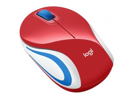 Logitech myš Wireless Mini Mouse M187, optická, 2 tlačítka, červená,1000dpi