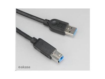 AKASA kabel USB, male A na B male USB 3.0, 150cm, černý