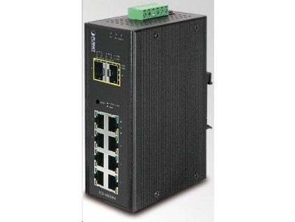 Planet IGS-10020MT, 8X 1000BASE-T, 2X SFP, DIN, IP30, -40 AŽ 75°C, WEB/SNMPV3, VLAN, IGMPV3, ESD+EFT, IPV6