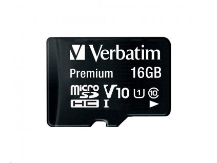 VERBATIM MicroSDHC karta 16GB Premium, U1 + SD adaptér