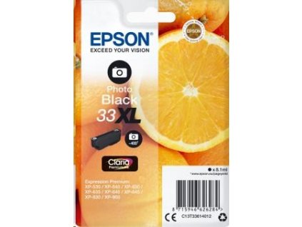 EPSON ink čer Singlepack "Pomeranč" Photo Black 33XL Claria Premium Ink