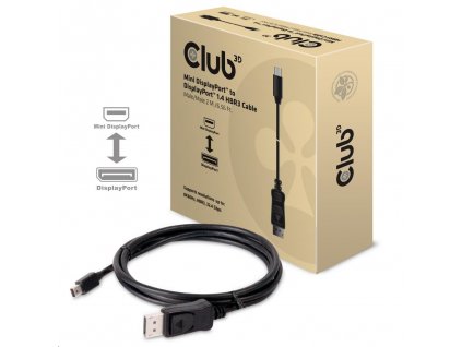 Club3D Adaptér mini DisplayPort 1.4 na DisplayPort 1.4, HBR3 8K60Hz/4K120Hz (M/M), 2m