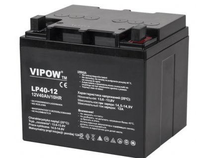Baterie olověná 12V / 40Ah VIPOW BAT0222 gelový akumulátor