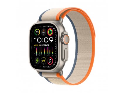Apple Watch Ultra 2 GPS + Cellular, 49mm Titanium Case with Orange/Beige Trail Loop-M/L