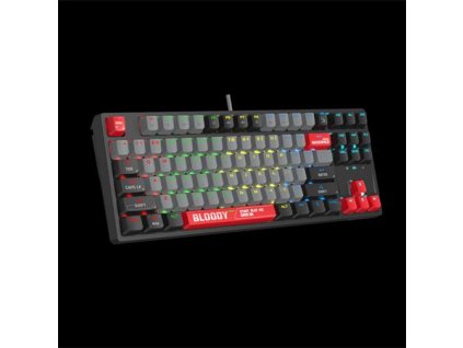 A4tech Bloody S87 mechanická herní klávesnice TKL,RGB Podsvícení, Red Switch, USB, CZ, černá/červená
