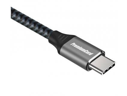 PremiumCord USB-C 3.2 gen 2, zahnutý, oplet, 0,5m