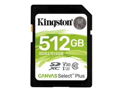 Paměťová karta Kingston SDXC Canvas Select Plus 512 GB, U3 V30 CL10 100 MB/s