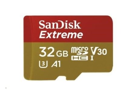 SanDisk MicroSDHC karta 32GB Extreme (100MB/s, Class 10, UHS-I U3 V30) + adaptér