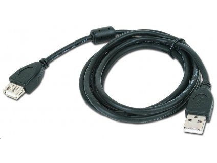 GEMBIRD Kabel USB 2.0 A-A prodlužovací 1,8m Premium (černý, ferit, zlacené kontakty)
