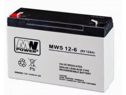 Baterie olověná 6V / 12Ah MWS 12-6 gelový akumulátor