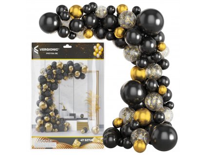 Balónková girlanda se 45 černými a zlatými balónky