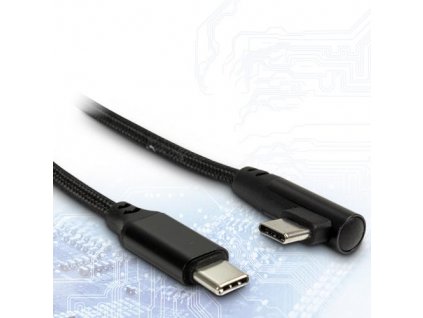 INTER-TECH kabel USB3.1 Type-C na USB3.1 Type-C zalomený 90°, 1m