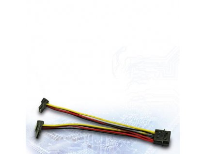 INTER-TECH kabel 1x Molex na 2x SATA napájení, 15cm, zalomené konektory 90°