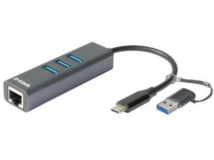 D-Link DUB-2332 USB-C/USB to Gigabit Ethernet Adapter with 3x USB3.0 Hub
